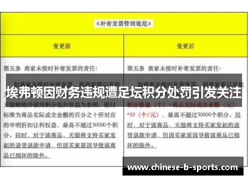 埃弗顿因财务违规遭足坛积分处罚引发关注 埃弗顿因财务违规遭足坛积分处罚引发关注